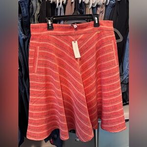 Anthropologie Harlyn Striped Coral Skirt